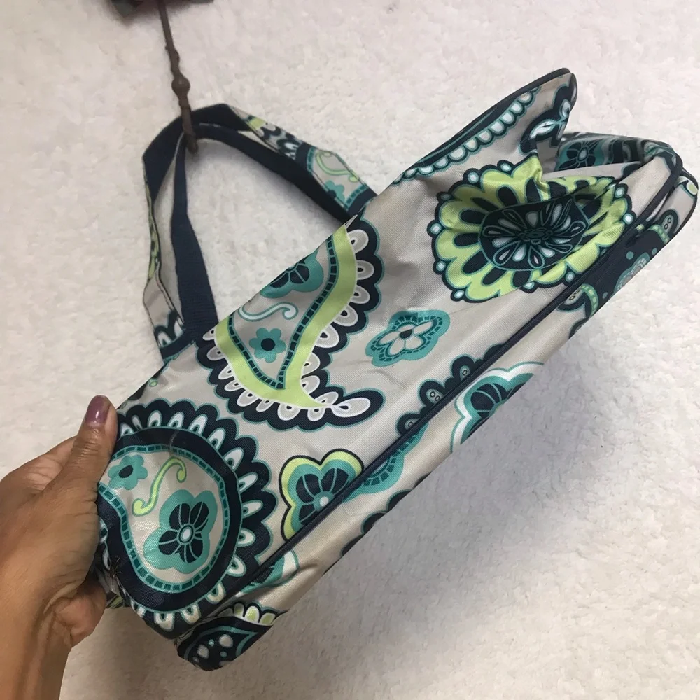 thirty-one Paisley Tote in Teal, Navy & Cream